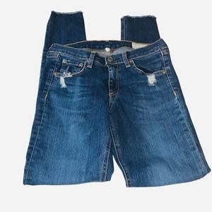 Rag & Bone Skinny Jeans in La Paz Distressed Wash Raw Hems Size 27